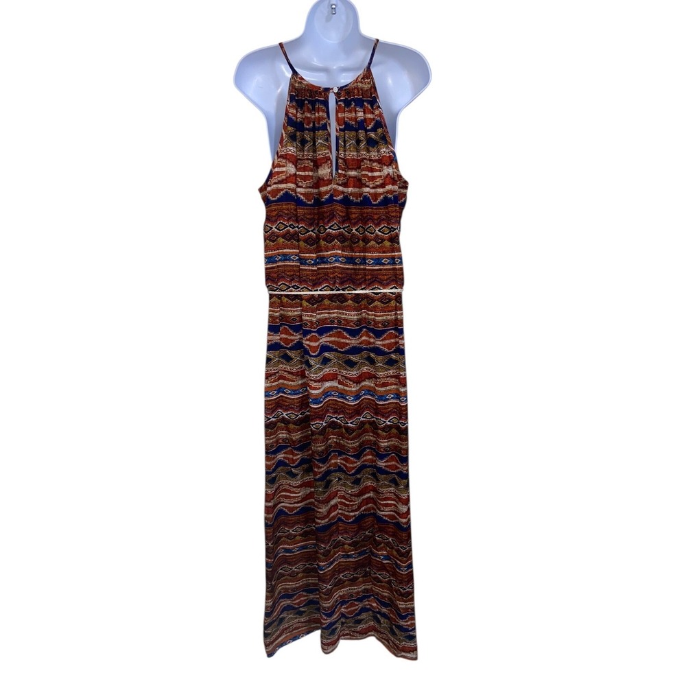 Karen Kane Canyonland Halter Maxi Dress Ethereal Tribal Resortwear Aztec M NEW‎ - Picture 4 of 16